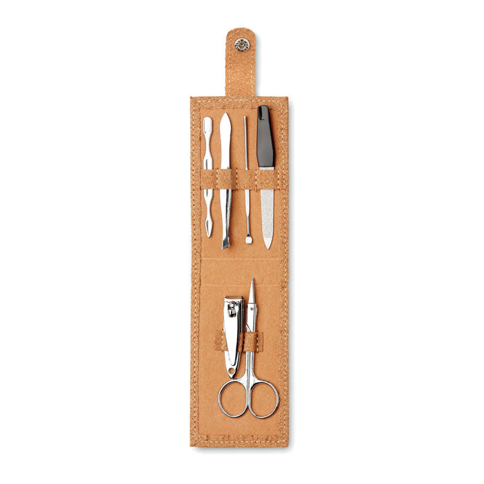 Manicureset met kurken etui, beige