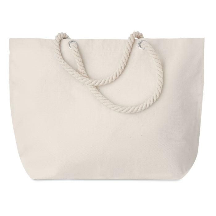 Strandtas van katoen met touwhengsels, beige