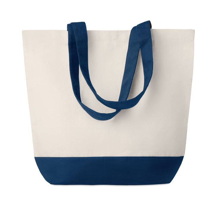 Shopper met gekleurde bodem, canvas, blauw