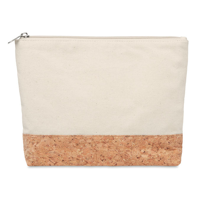 Toilettas van katoen met kurken bodem, beige