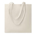 Boodschappentas van katoen, lange hengsels, 180 g/m2, beige