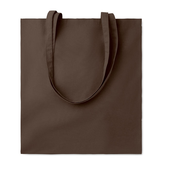 Boodschappentas van katoen met gekleurd detail, 180 g/m2, chocolade