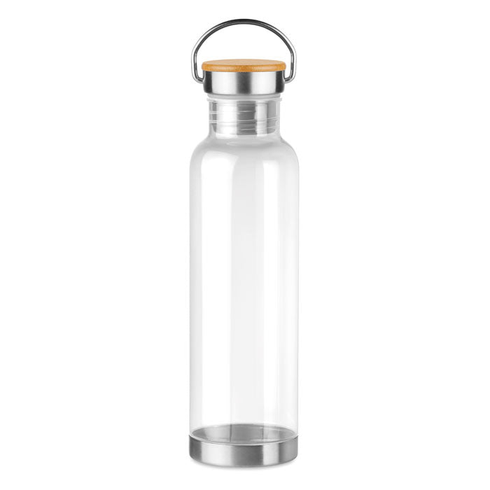 Drinkfles 800 ml, tritan met bamboe dop, transparant