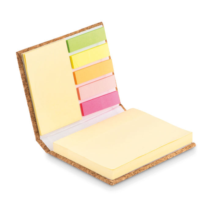 Memoblokjesset met kurken kaft en paginamarkers, beige
