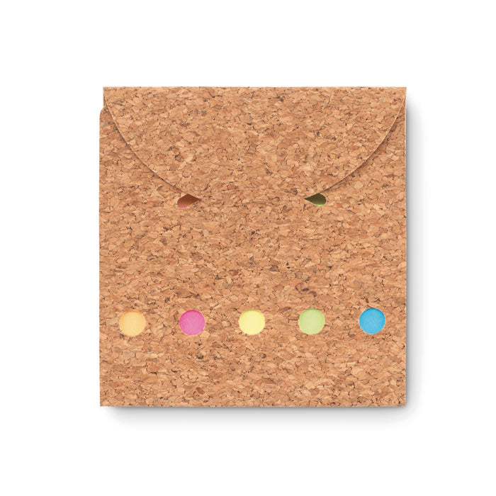 Memoboekje van kurk met kleurtabs, beige
