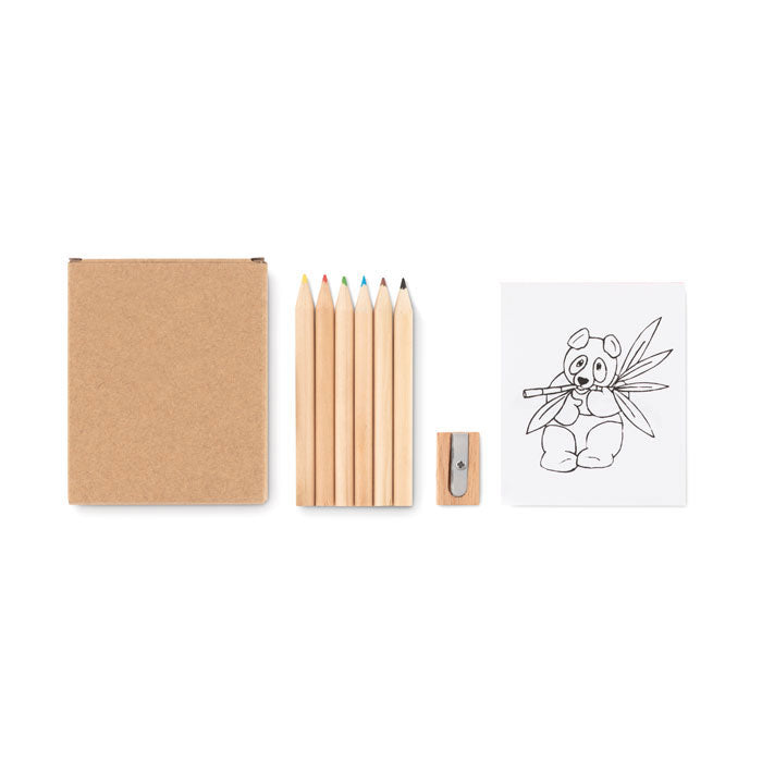 Kleurpotlodenset met tekenpapier, beige