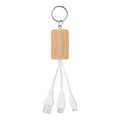 Sleutelhanger met oplaadkabels, bamboe, hout
