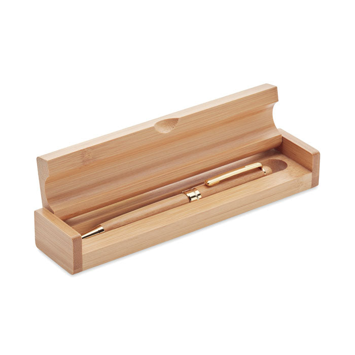 Balpen van bamboe in geschenkdoosje, hout