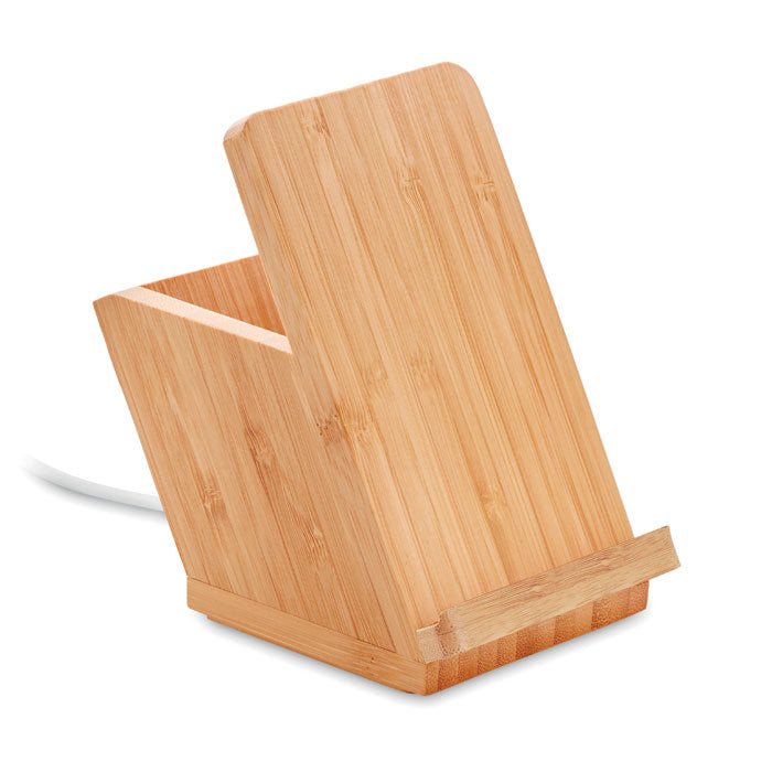 Bureauset van bamboe: pennenbakje en oplader, hout