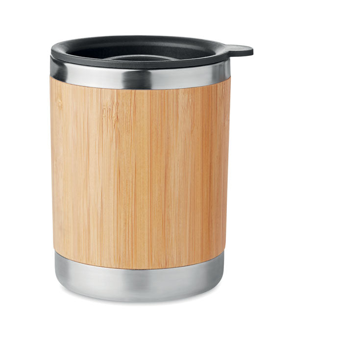 Drinkbeker 250 ml, RVS met bamboe buitenkant, hout