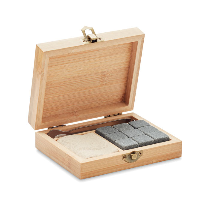 Set herbruikbare ijsblokjes in bamboe giftbox, hout