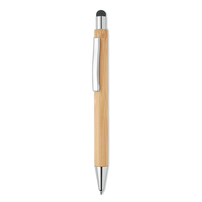 Balpen met stylus, bamboe met chromen details, hout