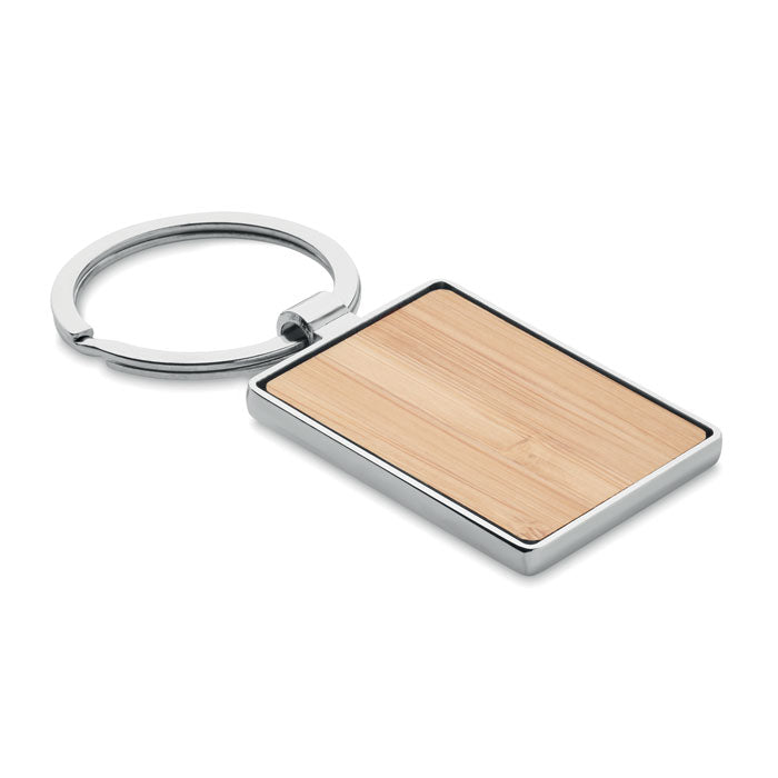 Rechthoekige sleutelhanger met bamboe front, hout