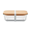 Lunchbox van glas met bamboe deksel, 800 ml, transparant