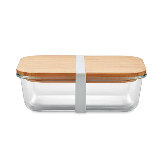 Lunchbox van glas met bamboe deksel, 800 ml, transparant