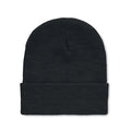 Gebreide beanie met omslag, gerecycled, zwart