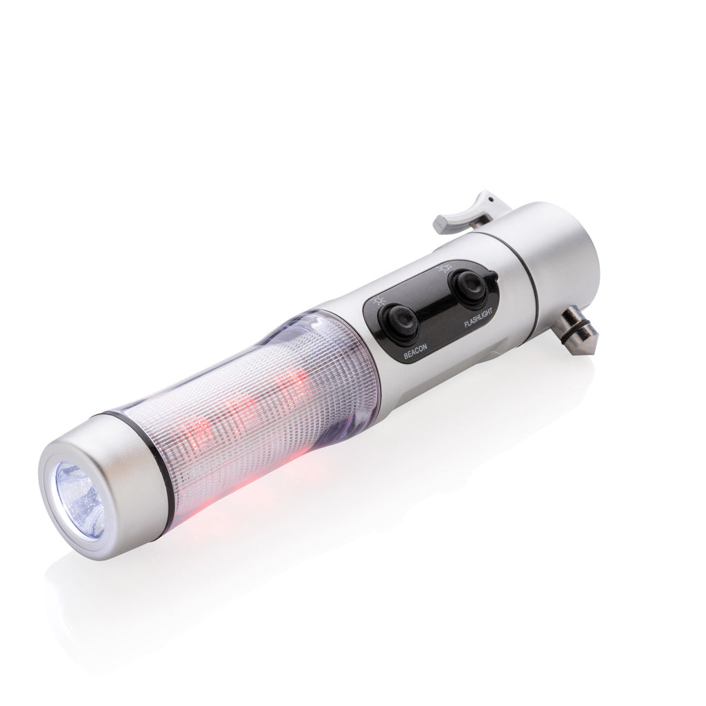 Veiligheidszaklamp met noodhamer, zilver