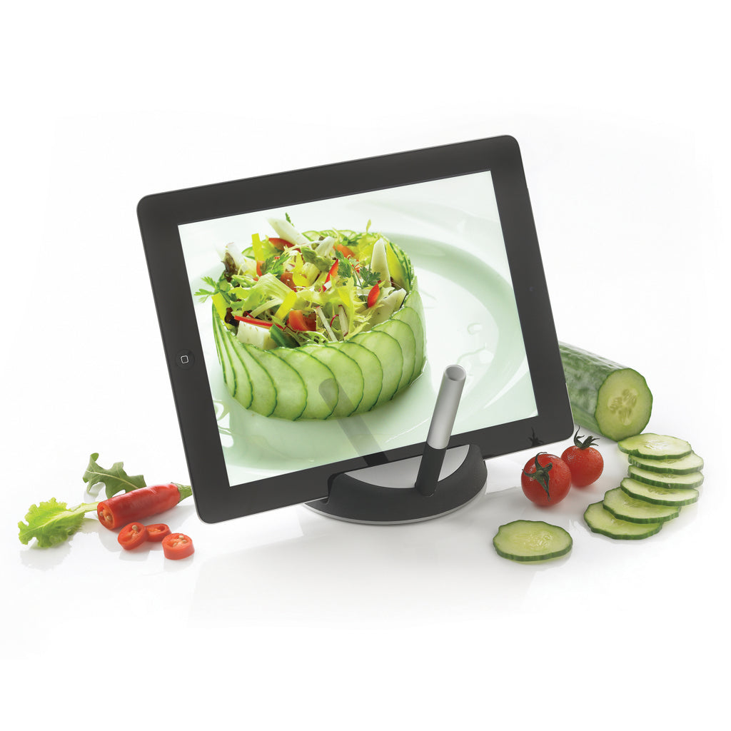 Tabletstandaard voor de keuken, met touchpen, zwart