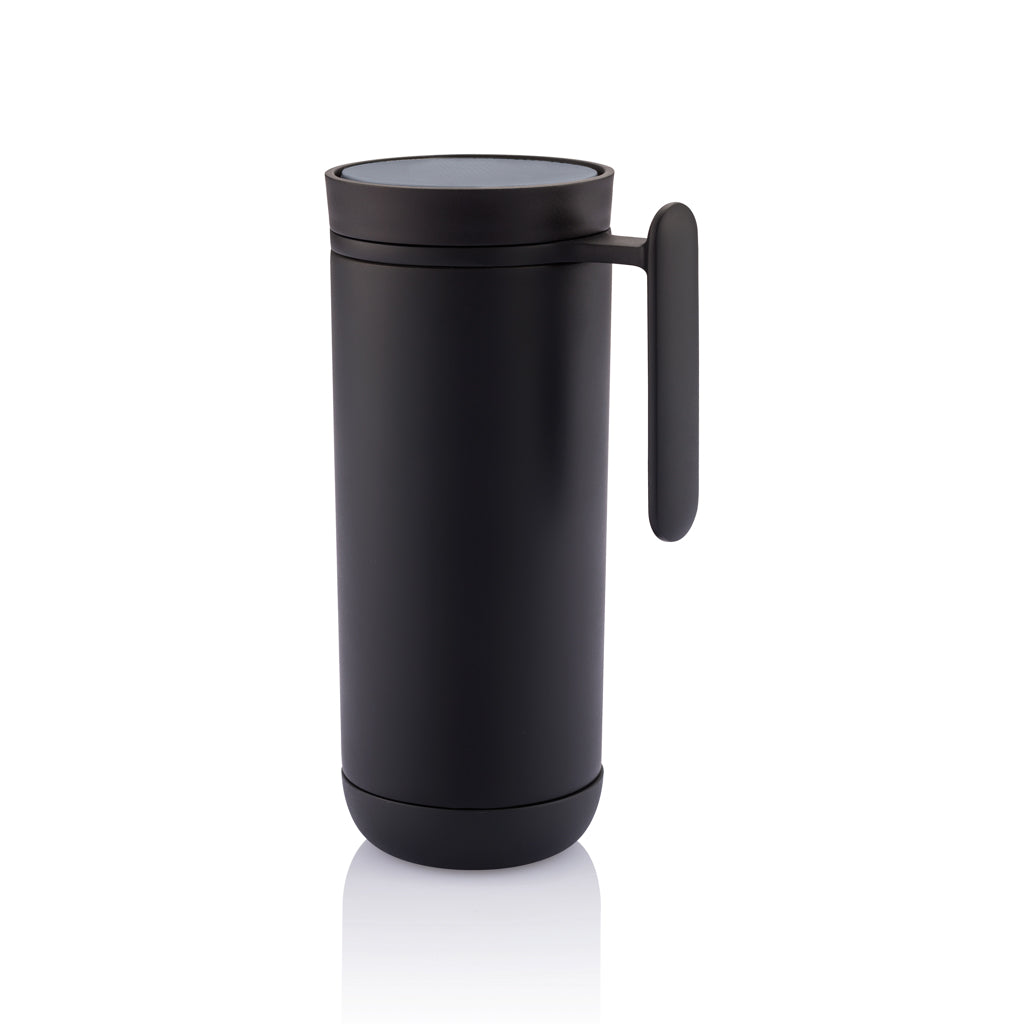 Reismok 225 ml met 360 graden drinkdeksel en handvat, zwart