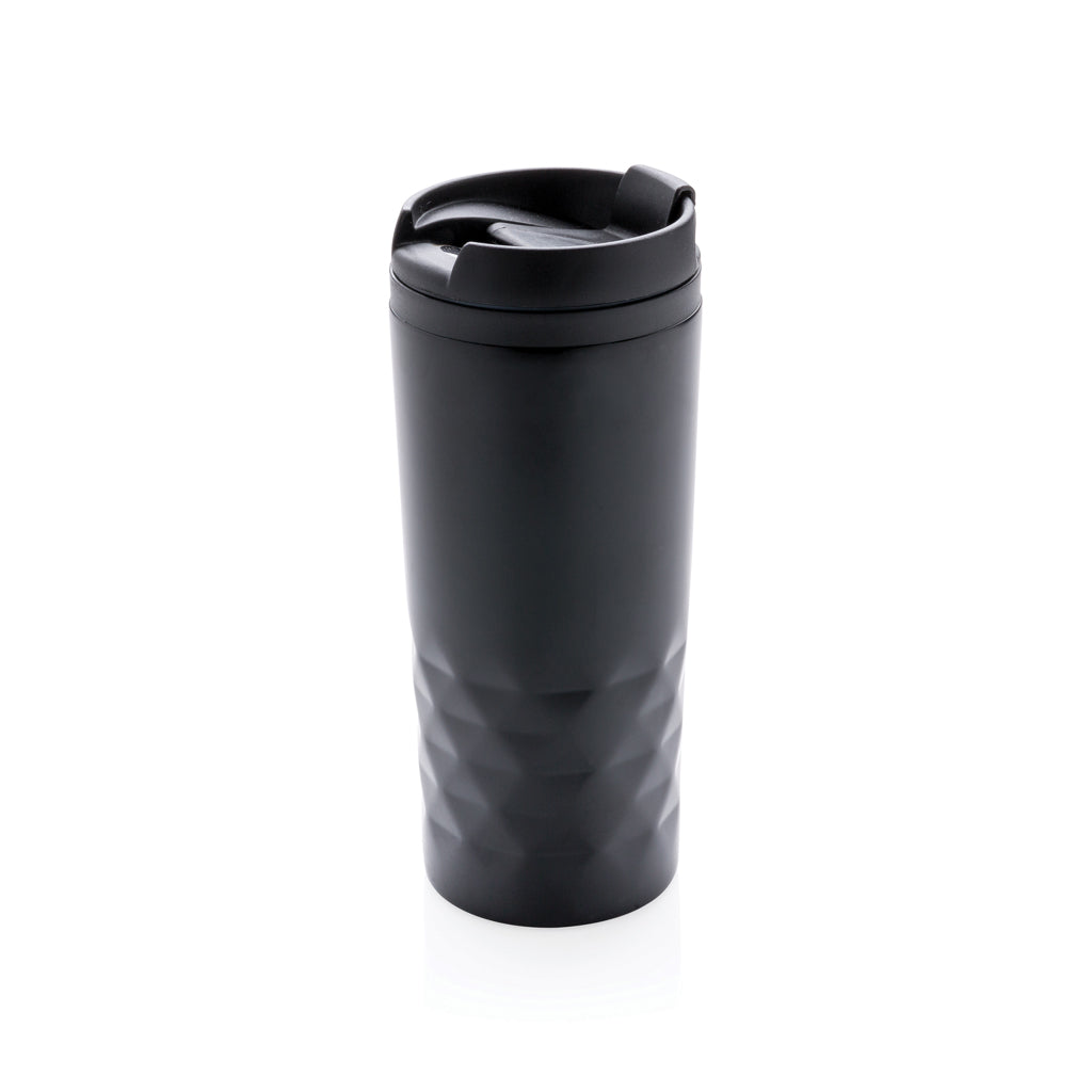 Mok 300 ml van roestvrij staal met geometrisch patroon, zwart