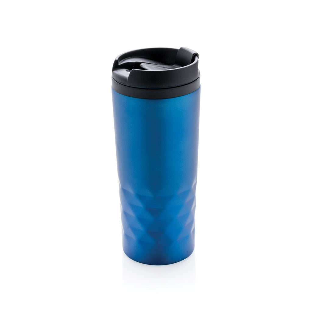 Mok 300 ml van roestvrij staal met geometrisch patroon, blauw