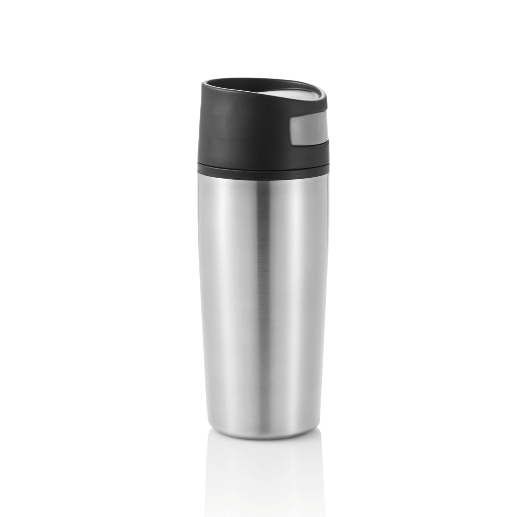 Reismok 300 ml voor in de auto met duwsysteem, zilver