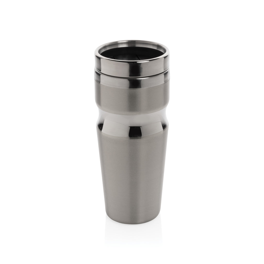 Mok 350 ml met ergonomische vorm en deksel, grijs