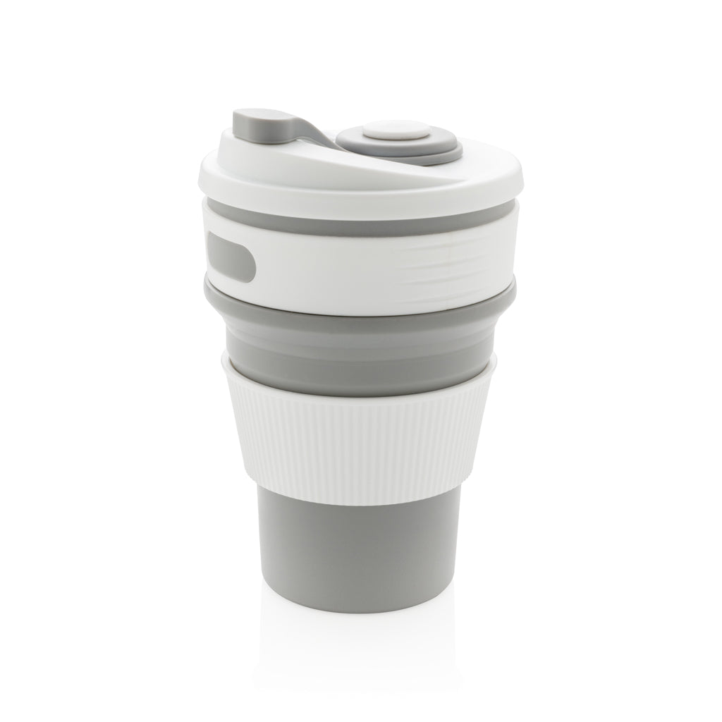 Opvouwbare beker 350 ml van siliconen, grijs