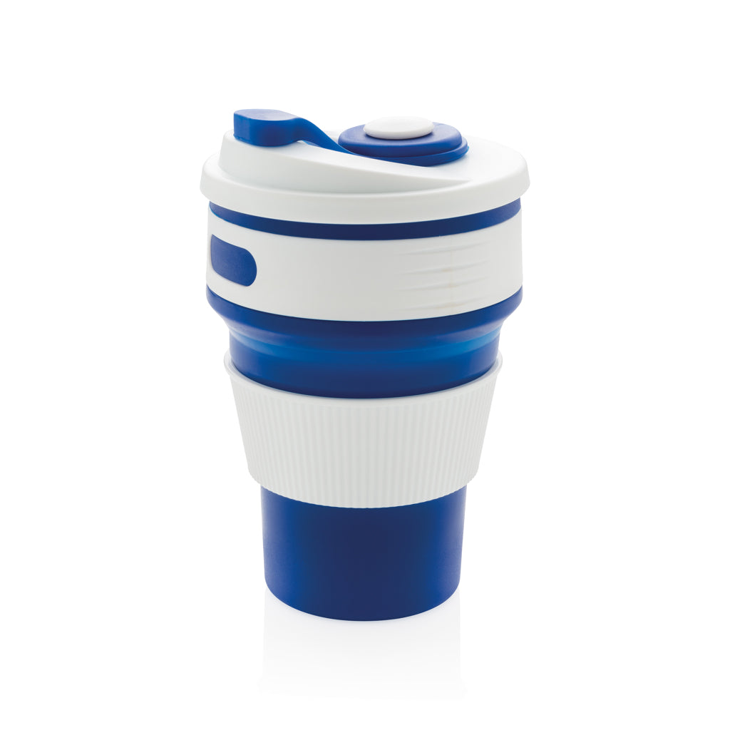 Opvouwbare beker 350 ml van siliconen, blauw