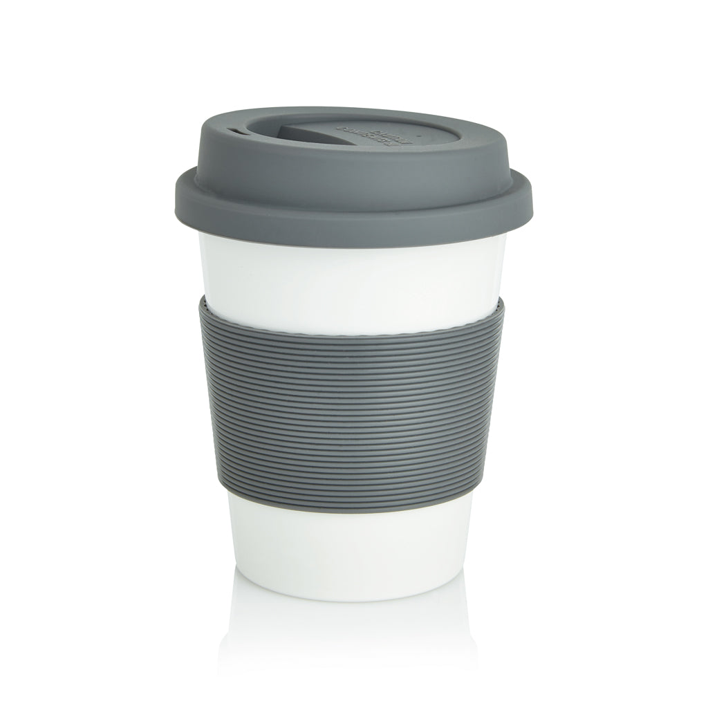 Koffiemok 350 ml van 100% plantaardig PLA-materiaal, grijs
