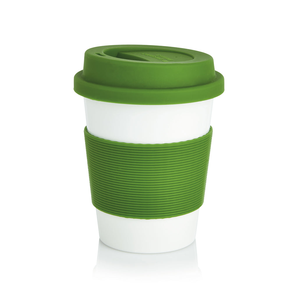 Koffiemok 350 ml van 100% plantaardig PLA-materiaal, groen