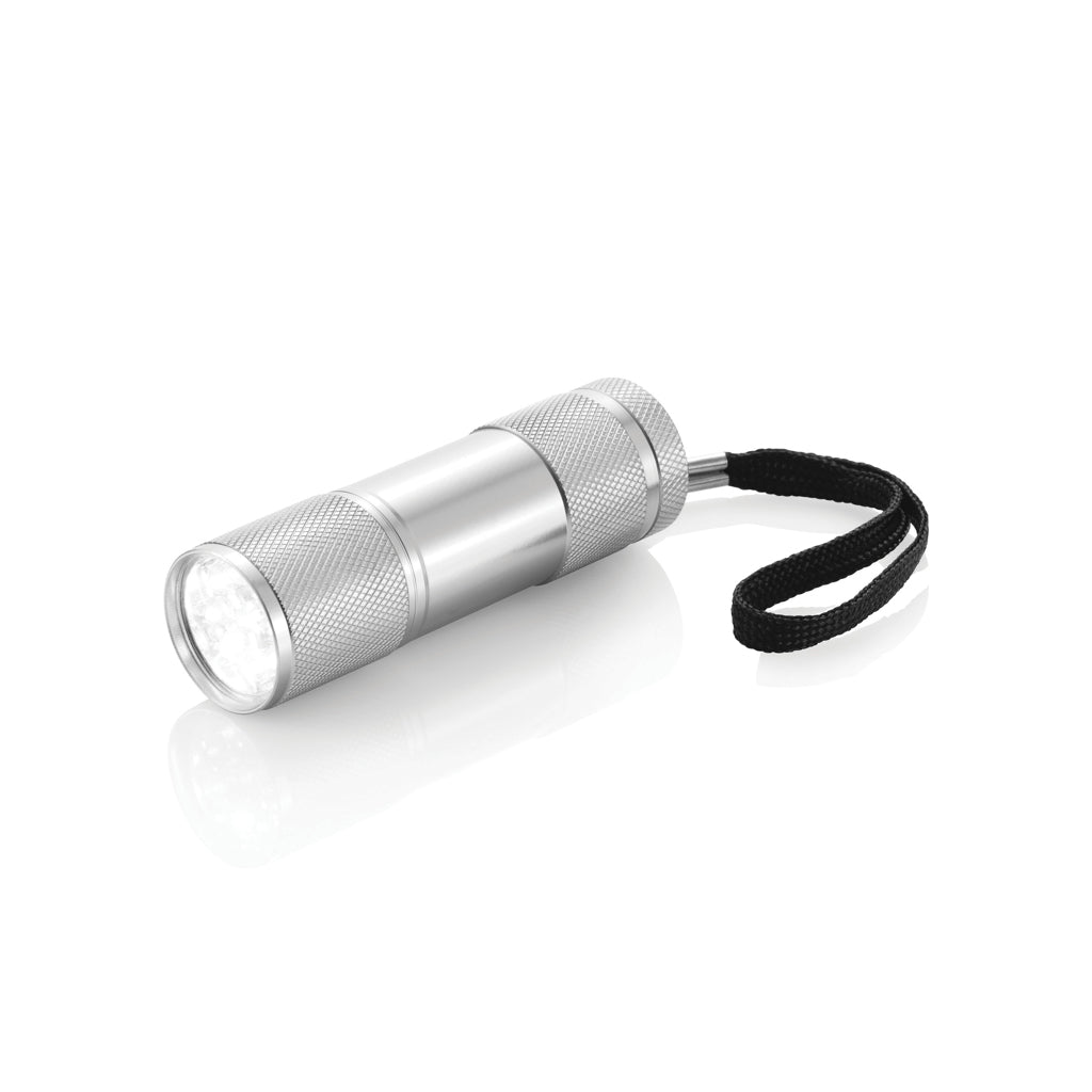 Aluminium zaklamp met 9 led's, zilver