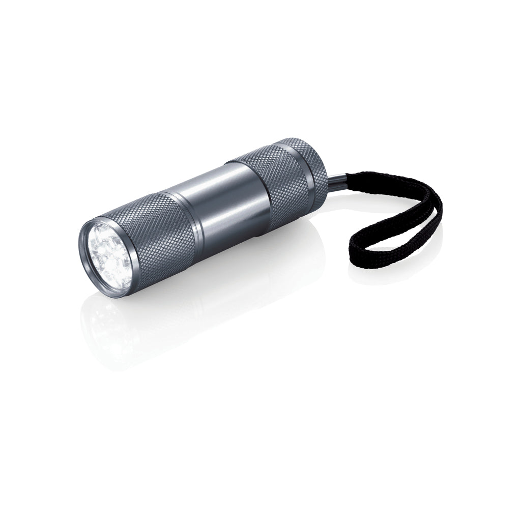 Aluminium zaklamp met 9 led's, grijs