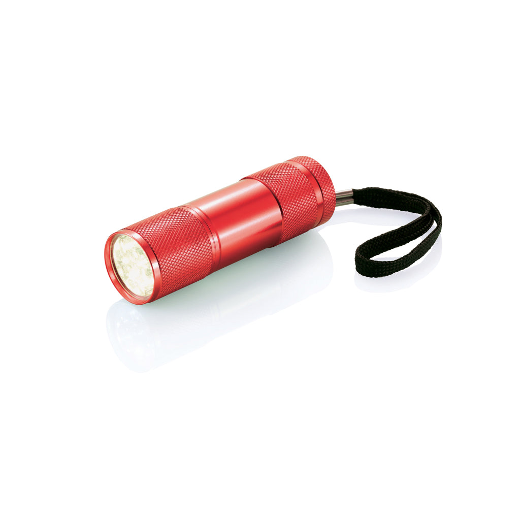Aluminium zaklamp met 9 led's, rood