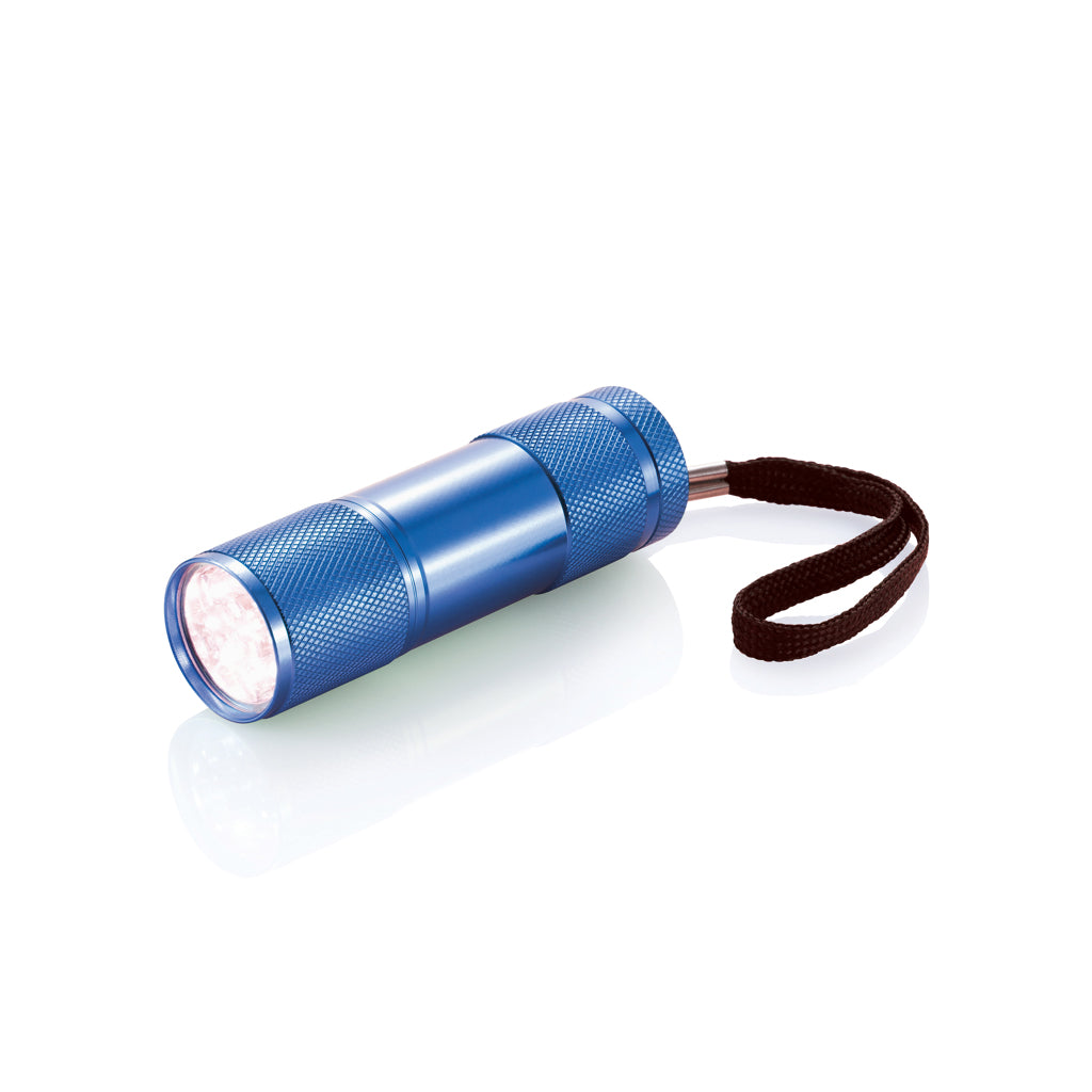 Aluminium zaklamp met 9 led's, blauw