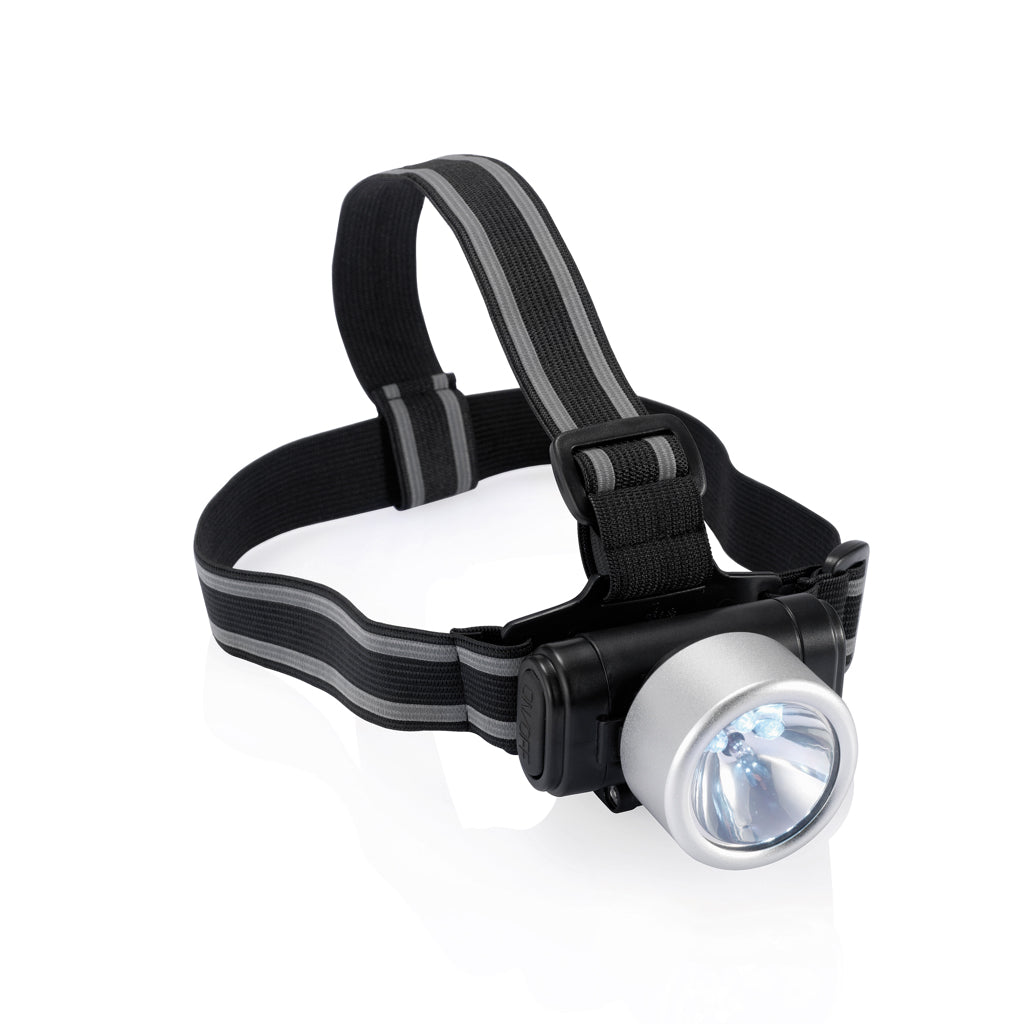 Hoofdlamp met 3 led's en kryptonlamp, zilver