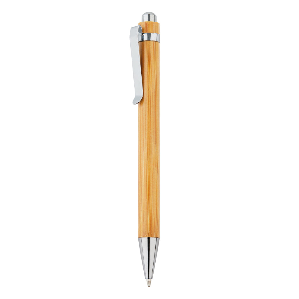 Balpen van bamboe met metalen clip, bruin