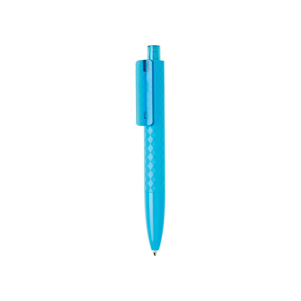 Balpen met geometrisch patroon, 54% gerecycled, lichtblauw
