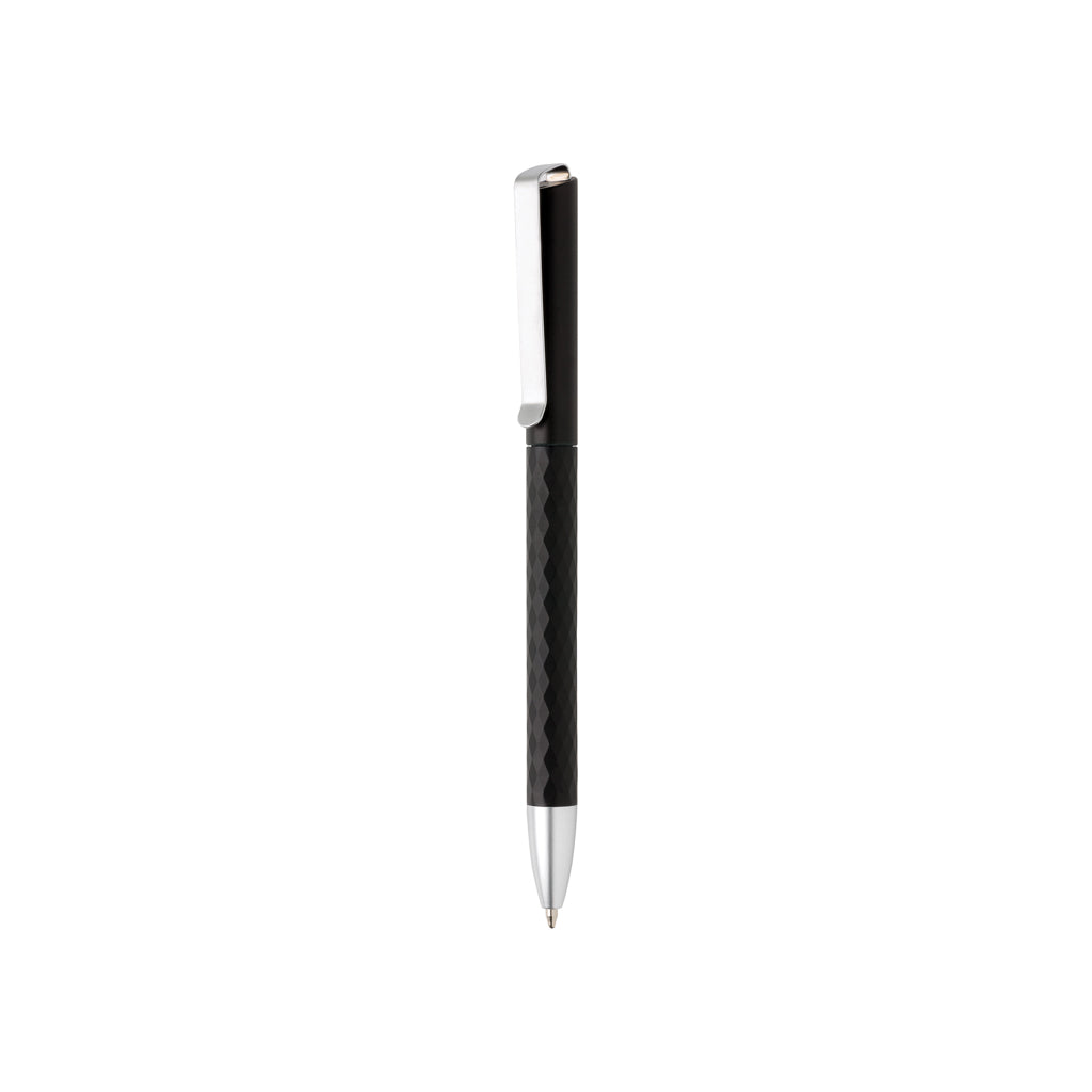 Balpen met diamantpatroon, 38% gerecycled, zwart