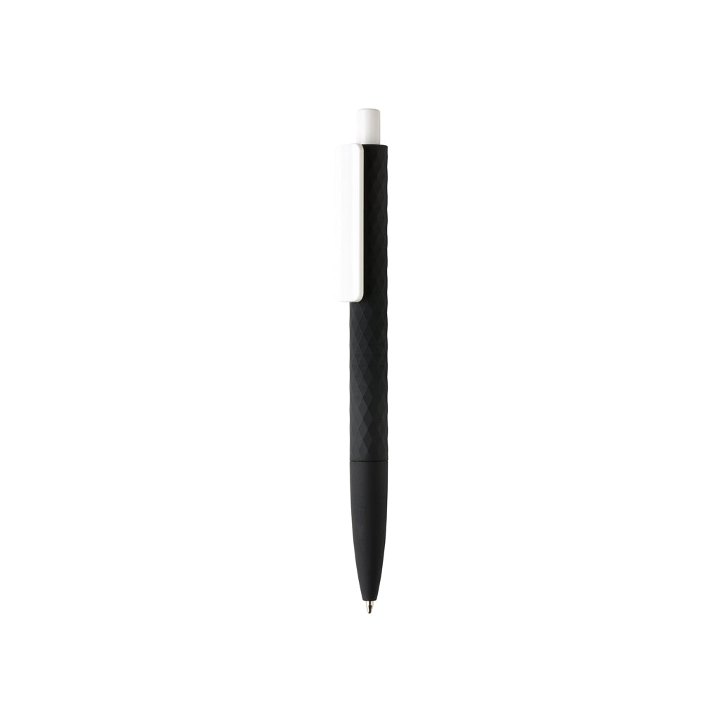 Balpen met patroon en smooth touch, 83% gerecycled, zwart