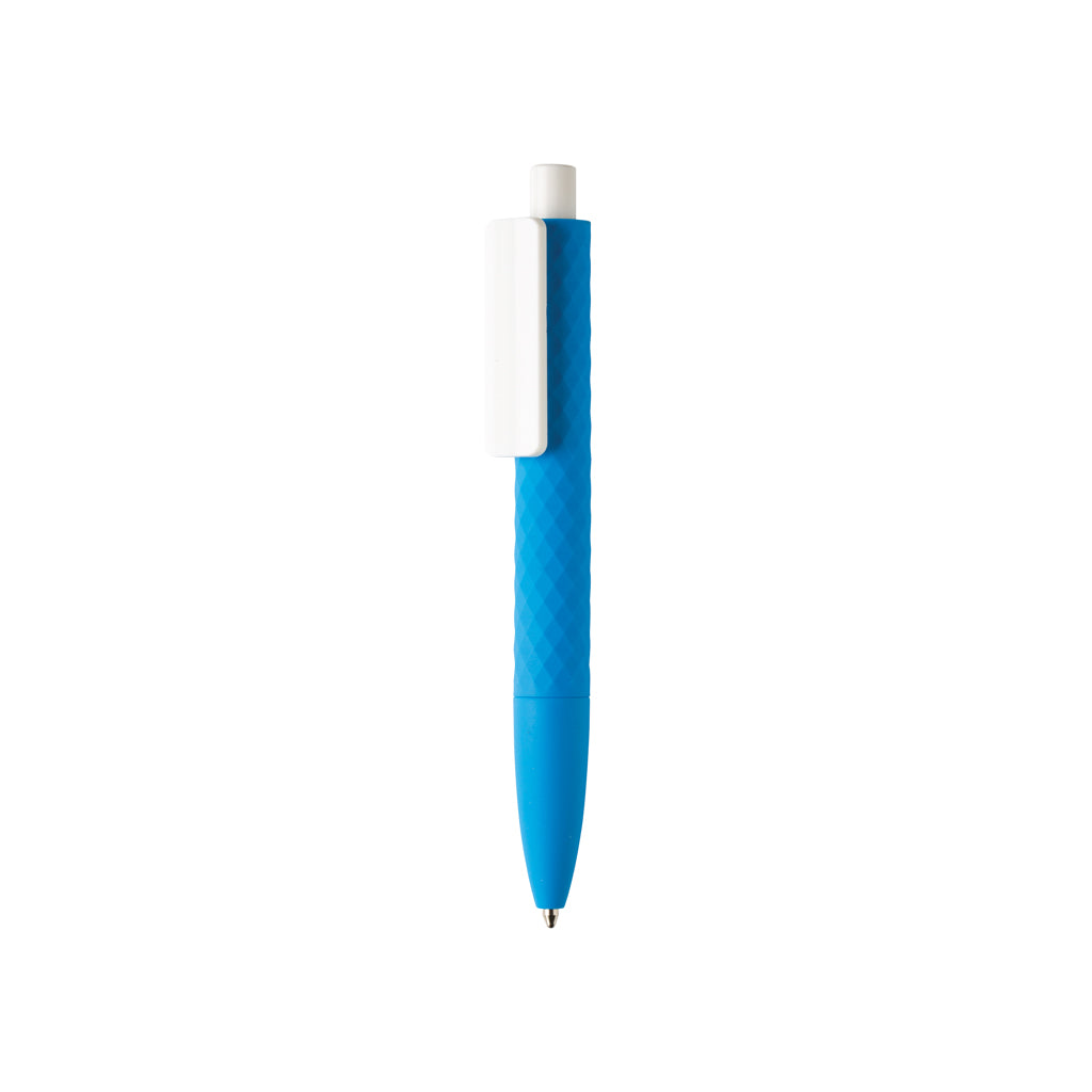 Balpen met patroon en smooth touch, 83% gerecycled, blauw