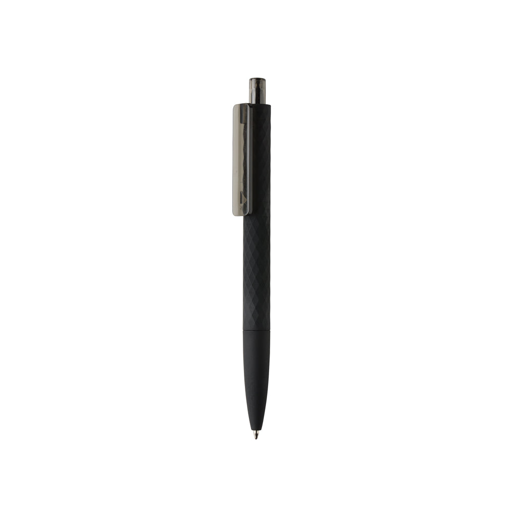 Balpen met patroon en smooth touch, 54% gerecycled, zwart