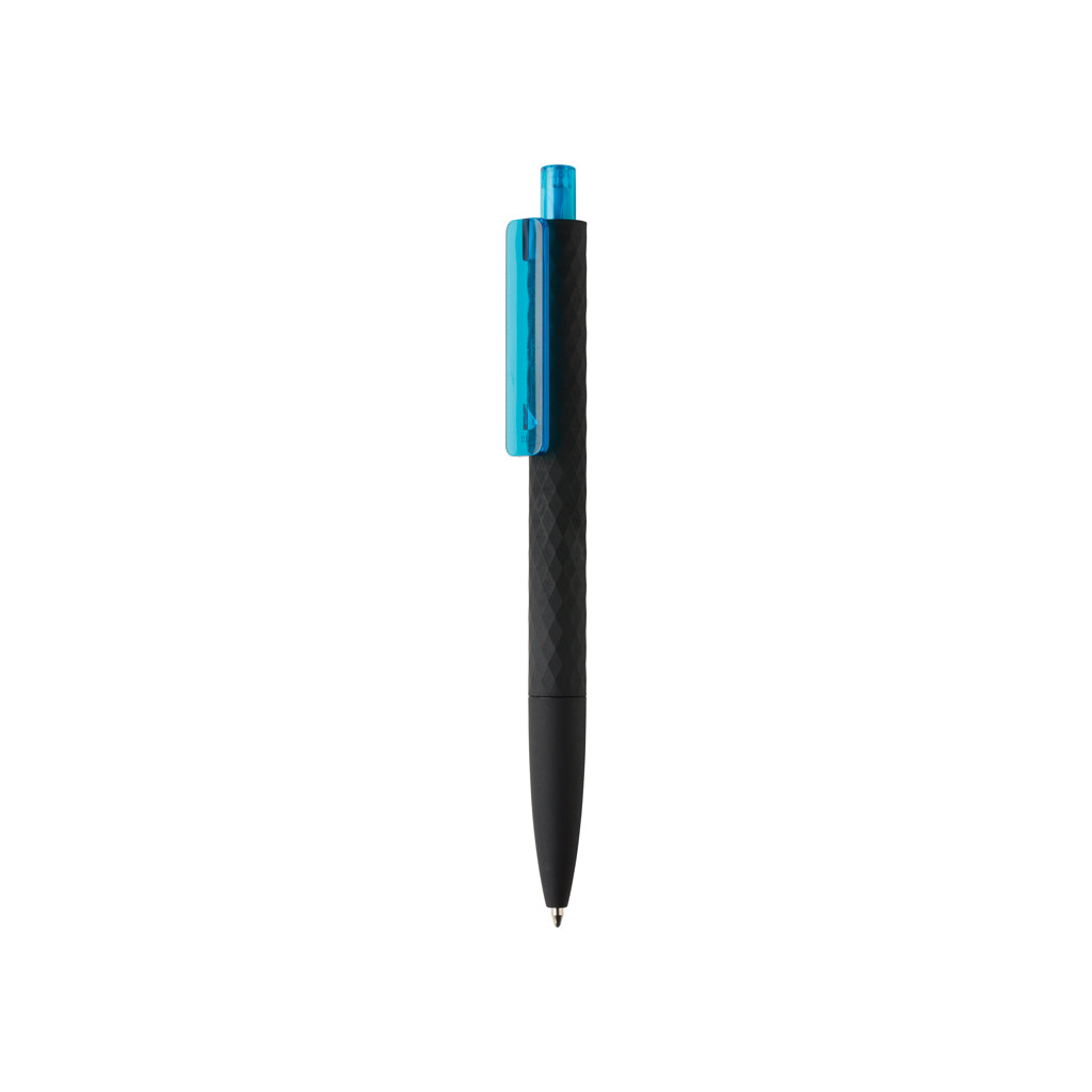 Balpen met patroon en smooth touch, 54% gerecycled, lichtblauw
