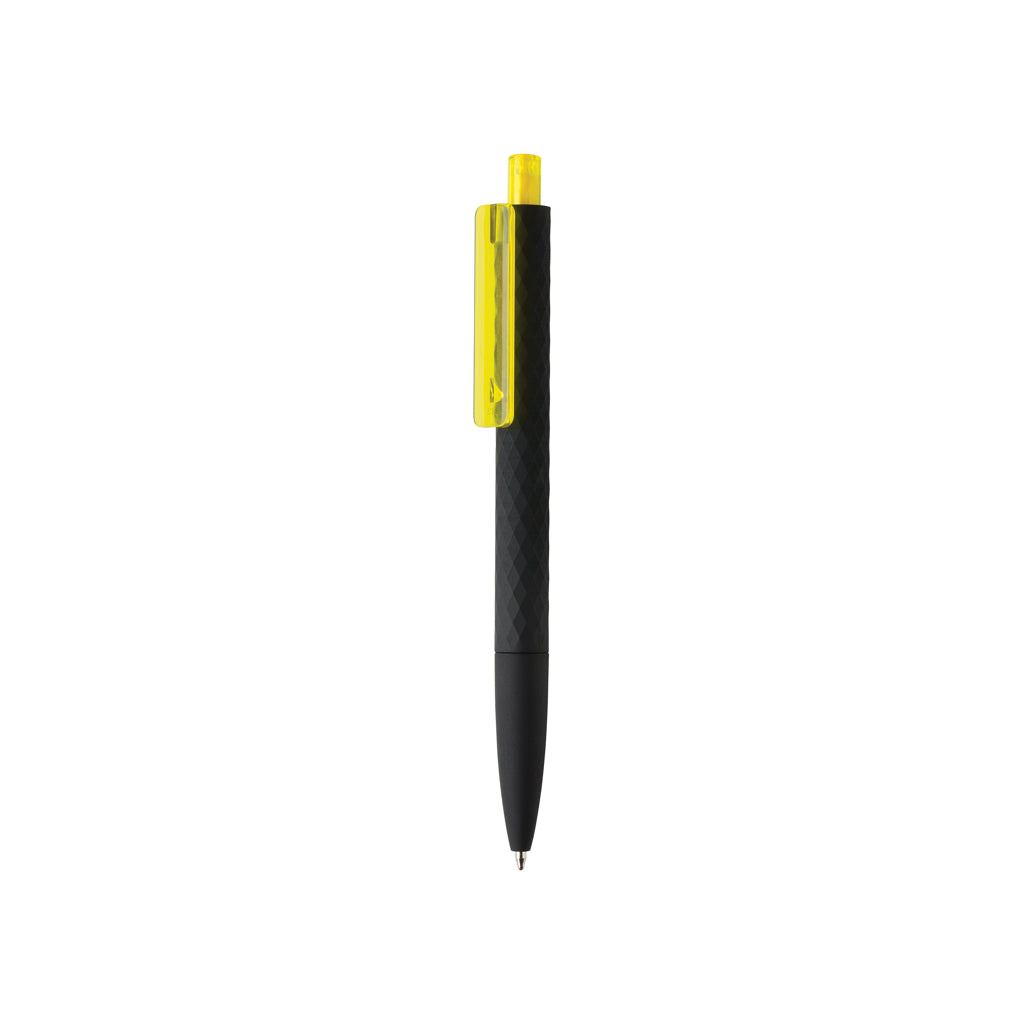 Balpen met patroon en smooth touch, 54% gerecycled, geel