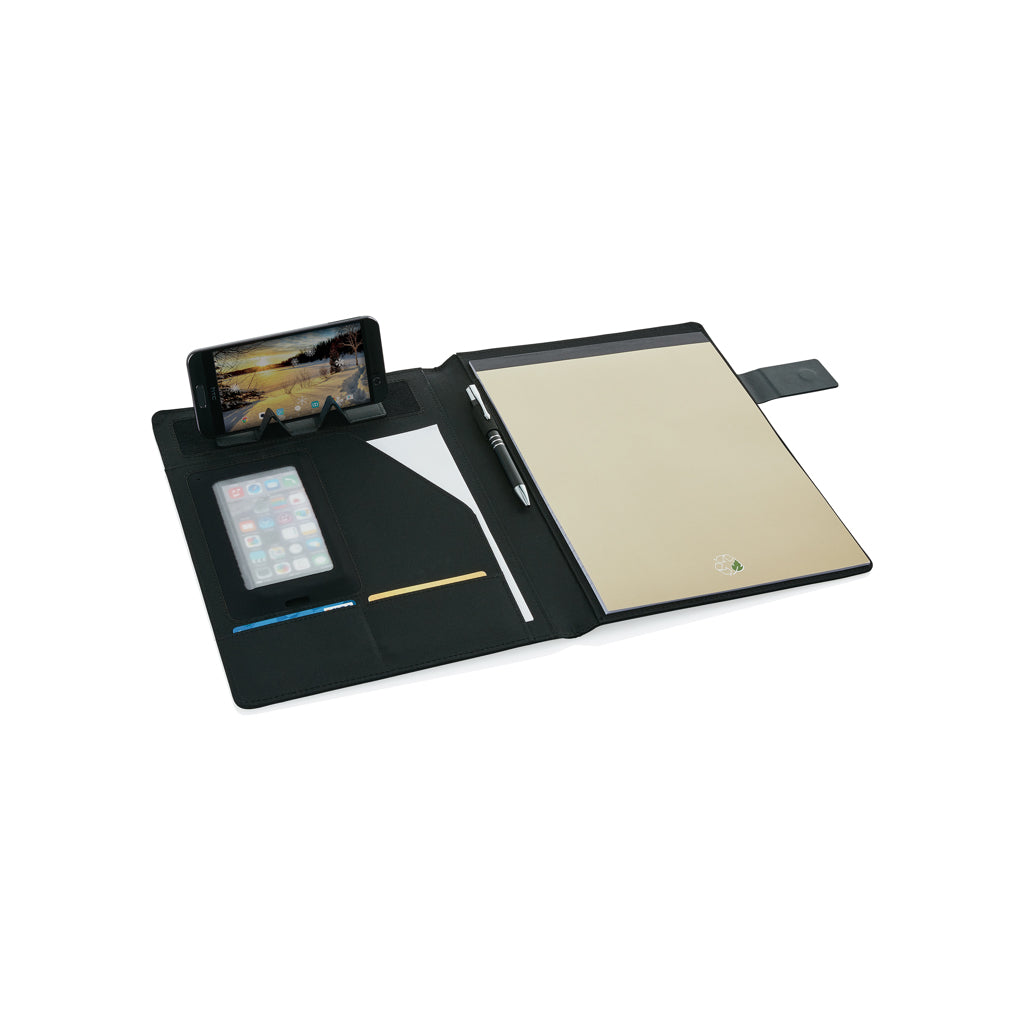 A4-portfolio van polyester en kunstleer, zwart