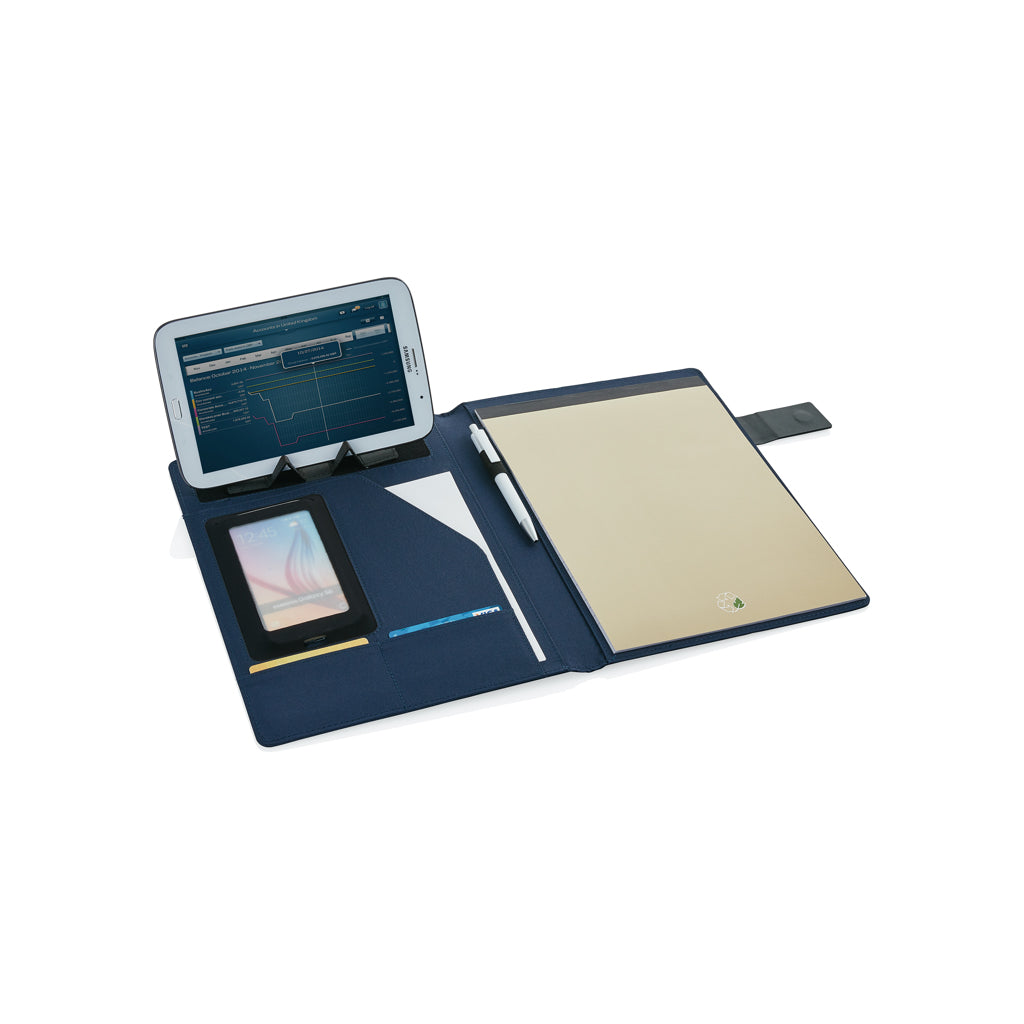 A4-portfolio van polyester en kunstleer, blauw