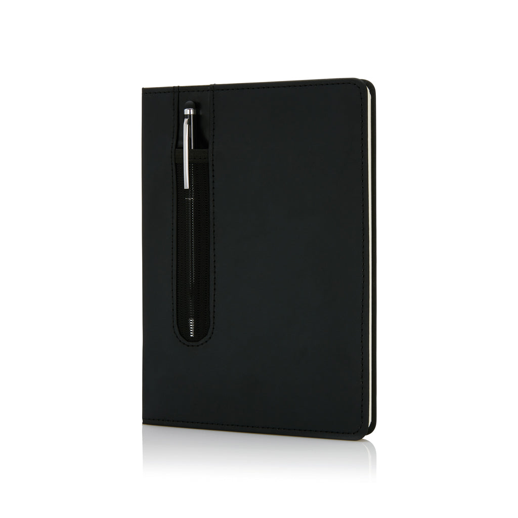 A5 notitieboek met styluspen, van papier en roestvrij staal, zwart