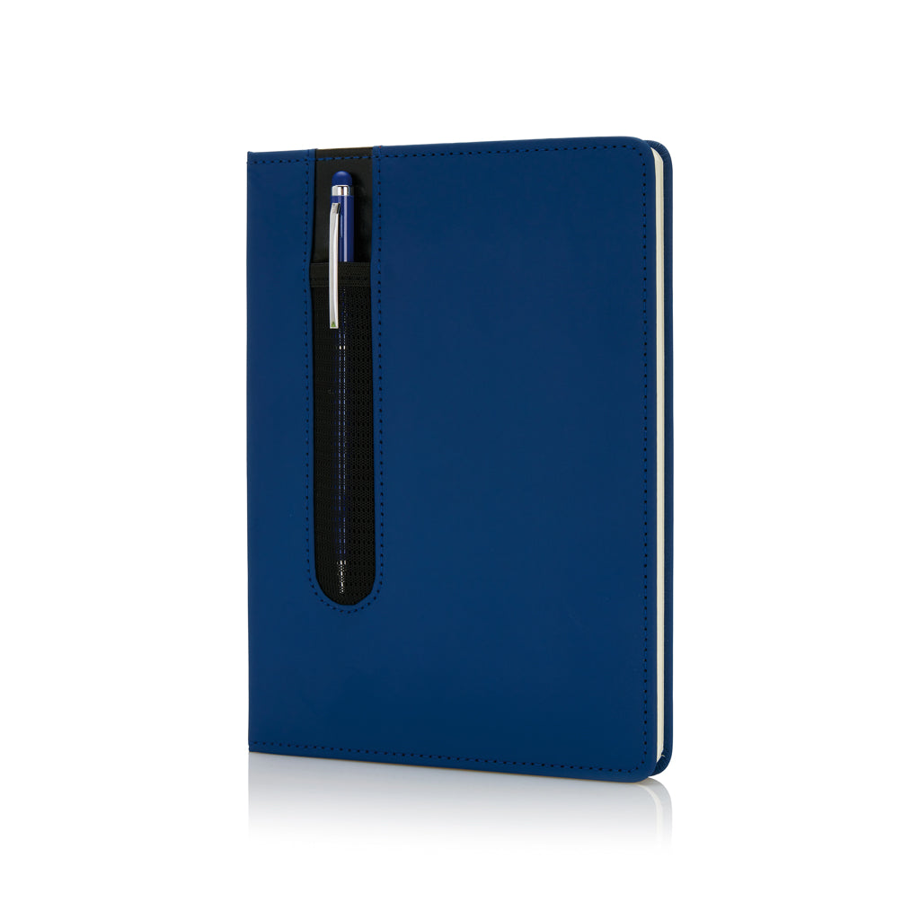 A5 notitieboek met styluspen, van papier en roestvrij staal, donkerblauw