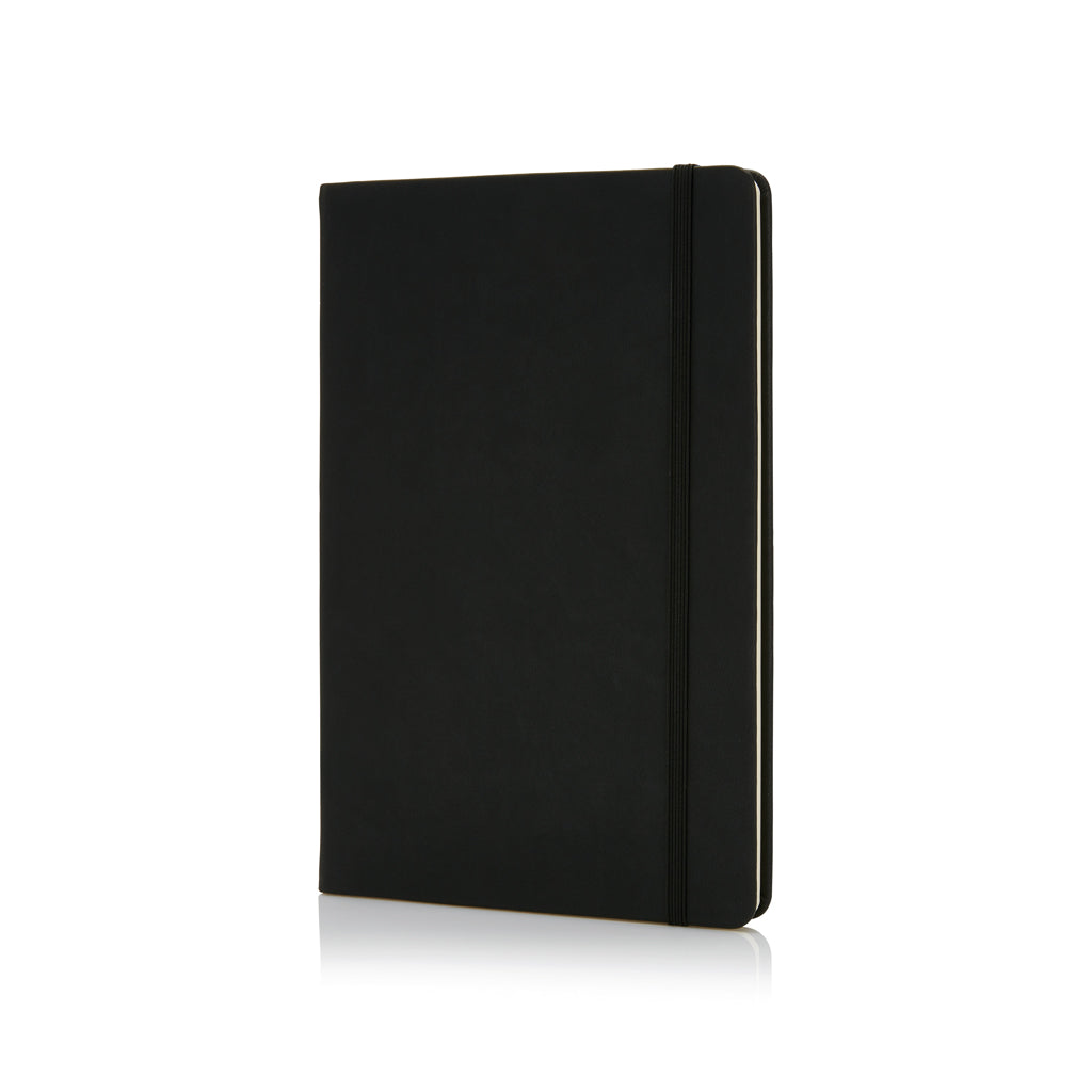 A5 notitieboek van papier en polyester, zwart
