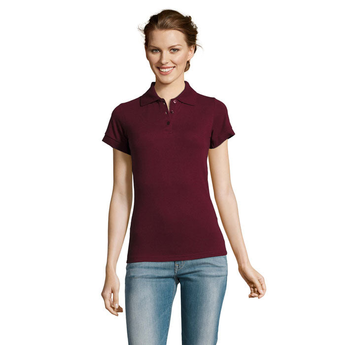 Dames polo met verstevigde schoudernaden, 200 g/m2, burgundy